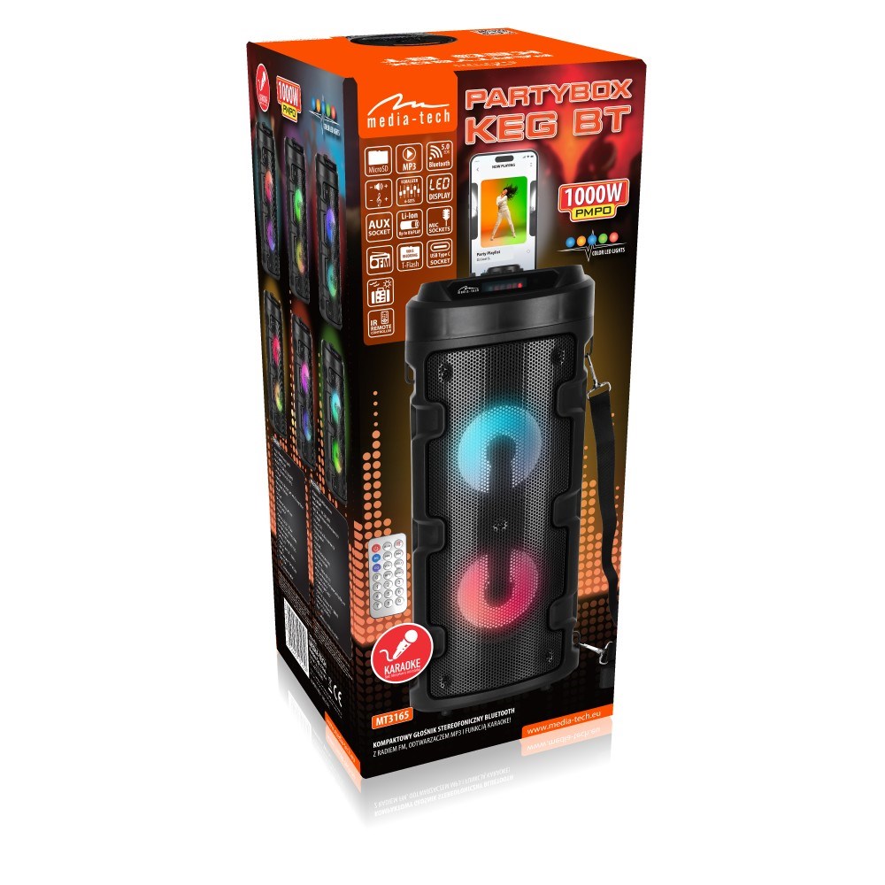 Party zvučnik MEDIA TECH PartyBox Keg BT MT3165 (30W, Bluetooth, USB)-3