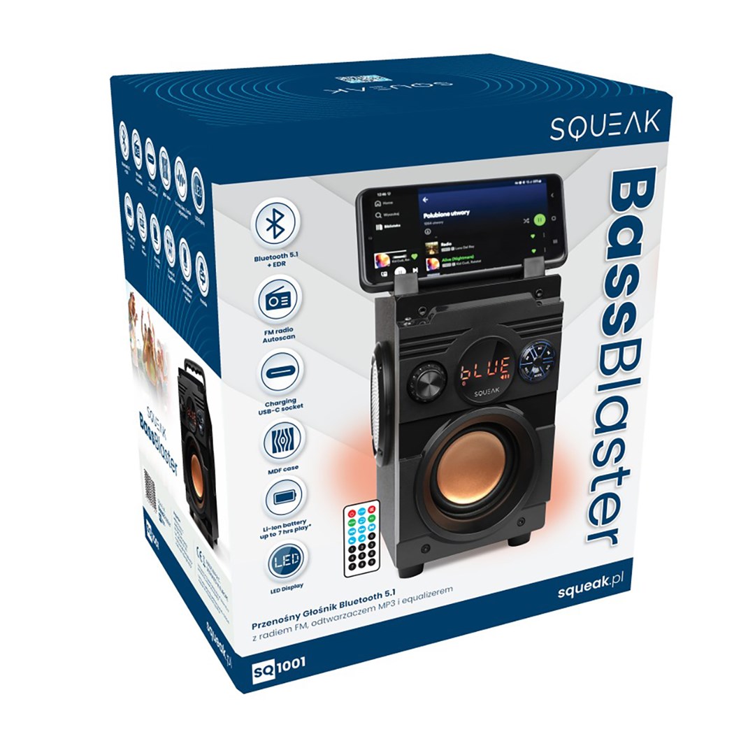 Zvučnik SQUEAK BassBlaster (20W, LED osvjetljenje, USB, bluetooth)-5