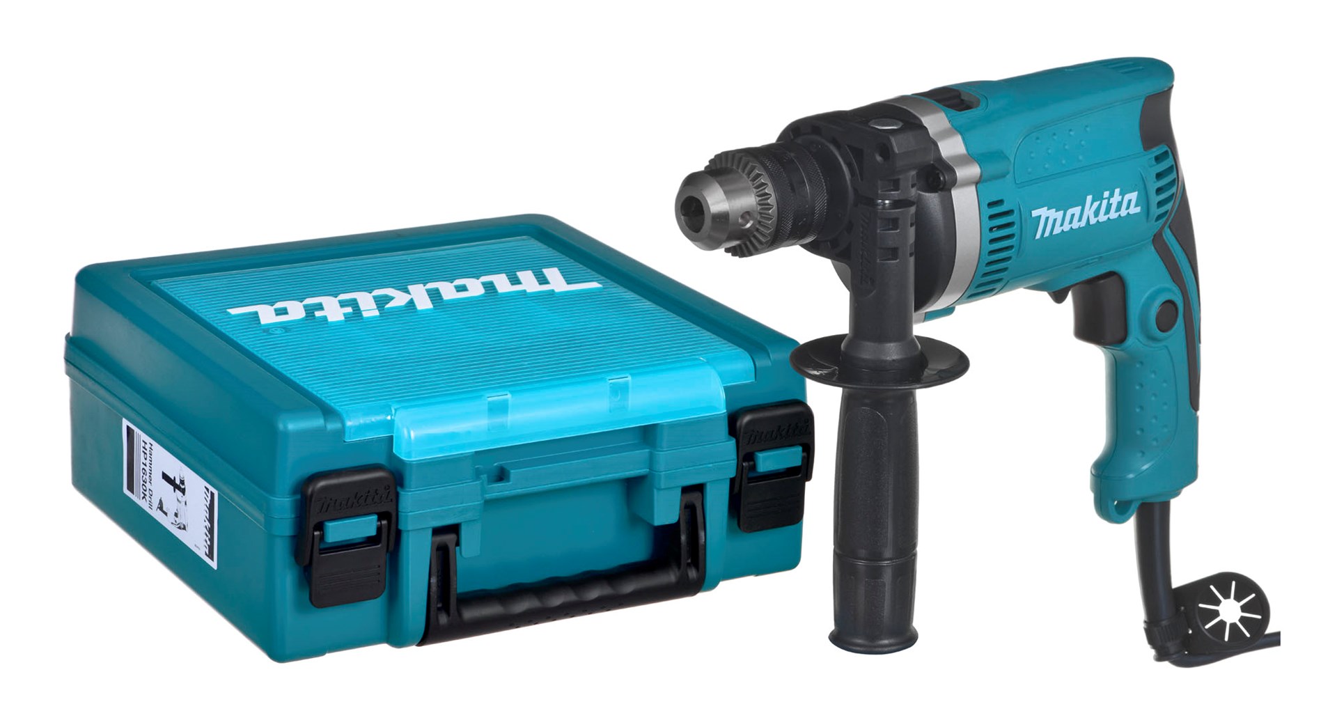 Bušilica Makita HP1630K s ključem 3200 RPM crna, plava 2.1 kg