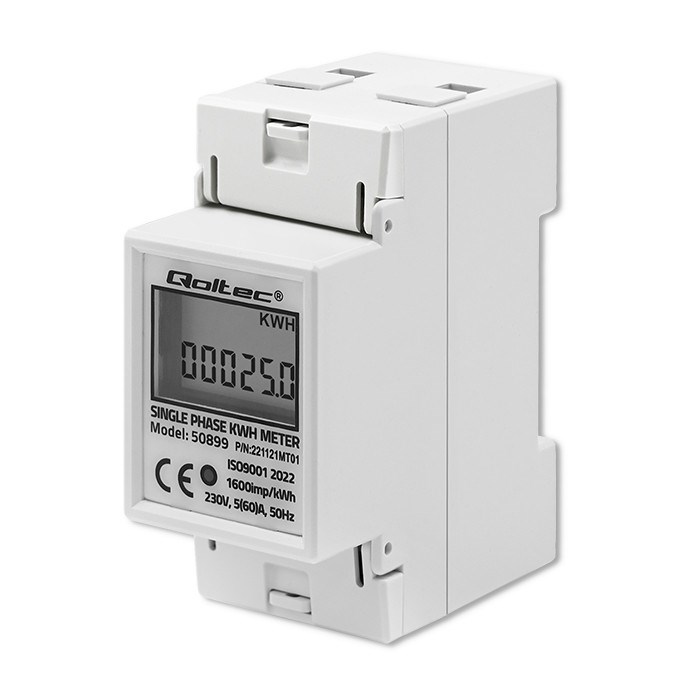 Mjerač potrošnje električne energije QOLTEC 50899 (jednofazni, elektronički, 230 V, LCD, 2P, DIN šina)-3