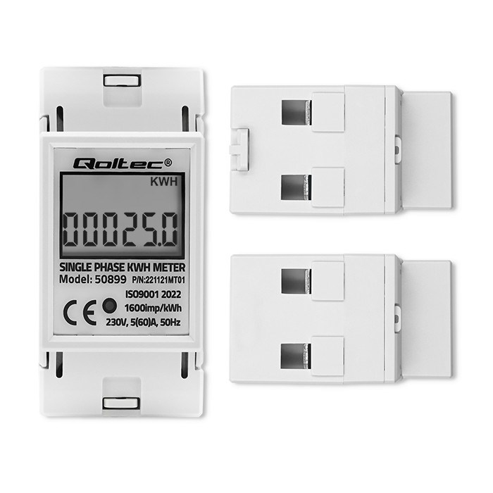 Mjerač potrošnje električne energije QOLTEC 50899 (jednofazni, elektronički, 230 V, LCD, 2P, DIN šina)-8