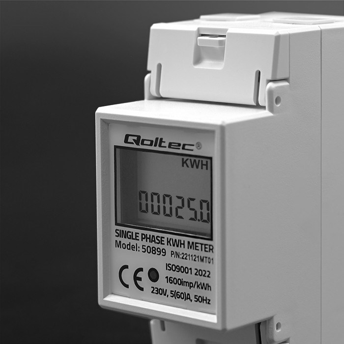 Mjerač potrošnje električne energije QOLTEC 50899 (jednofazni, elektronički, 230 V, LCD, 2P, DIN šina)-7