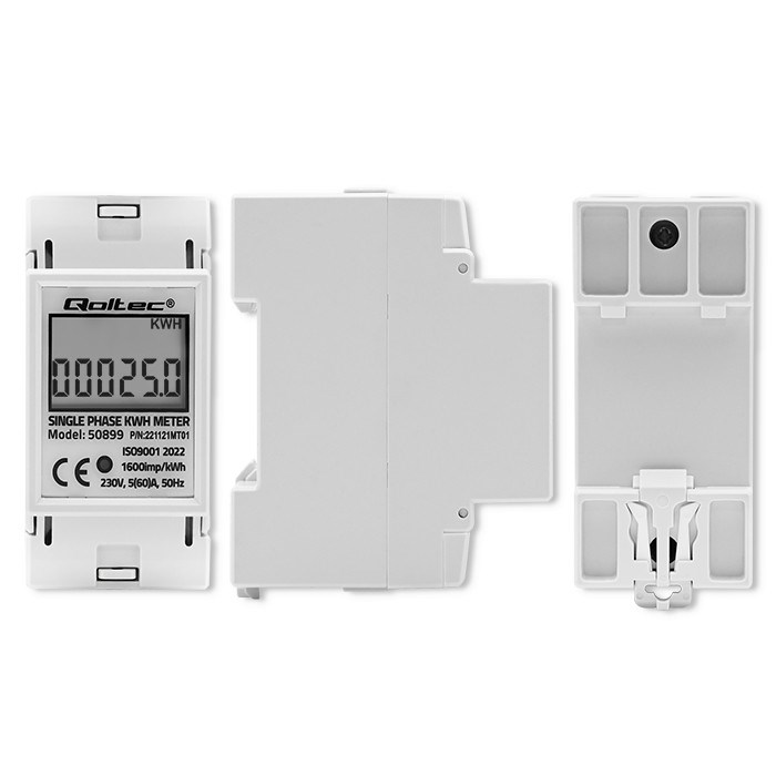 Mjerač potrošnje električne energije QOLTEC 50899 (jednofazni, elektronički, 230 V, LCD, 2P, DIN šina)-6