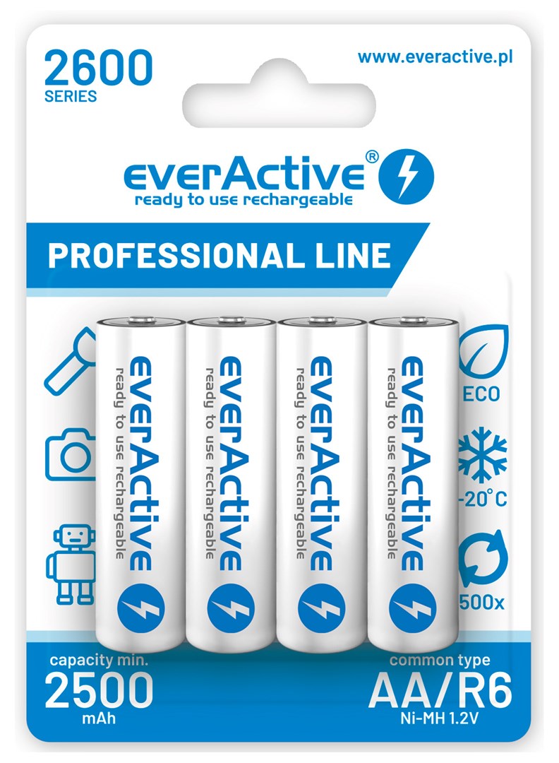 Punjive baterije everActive Ni-MH R6 AA 2600 mAh Professional Line-1