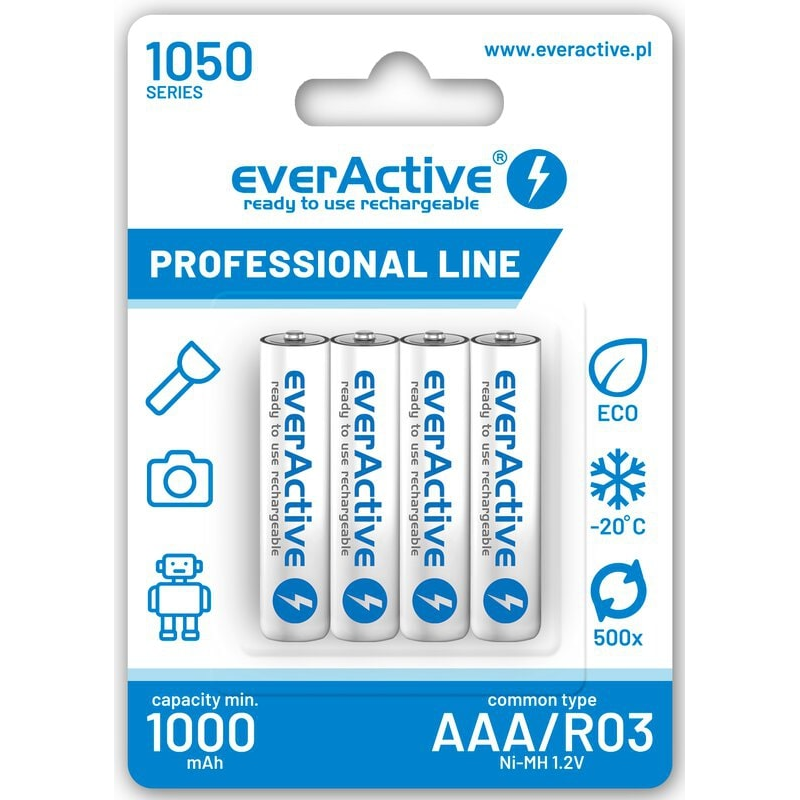 Punjive baterije everActive Ni-MH R03 AAA 1050 mAh Professional Line