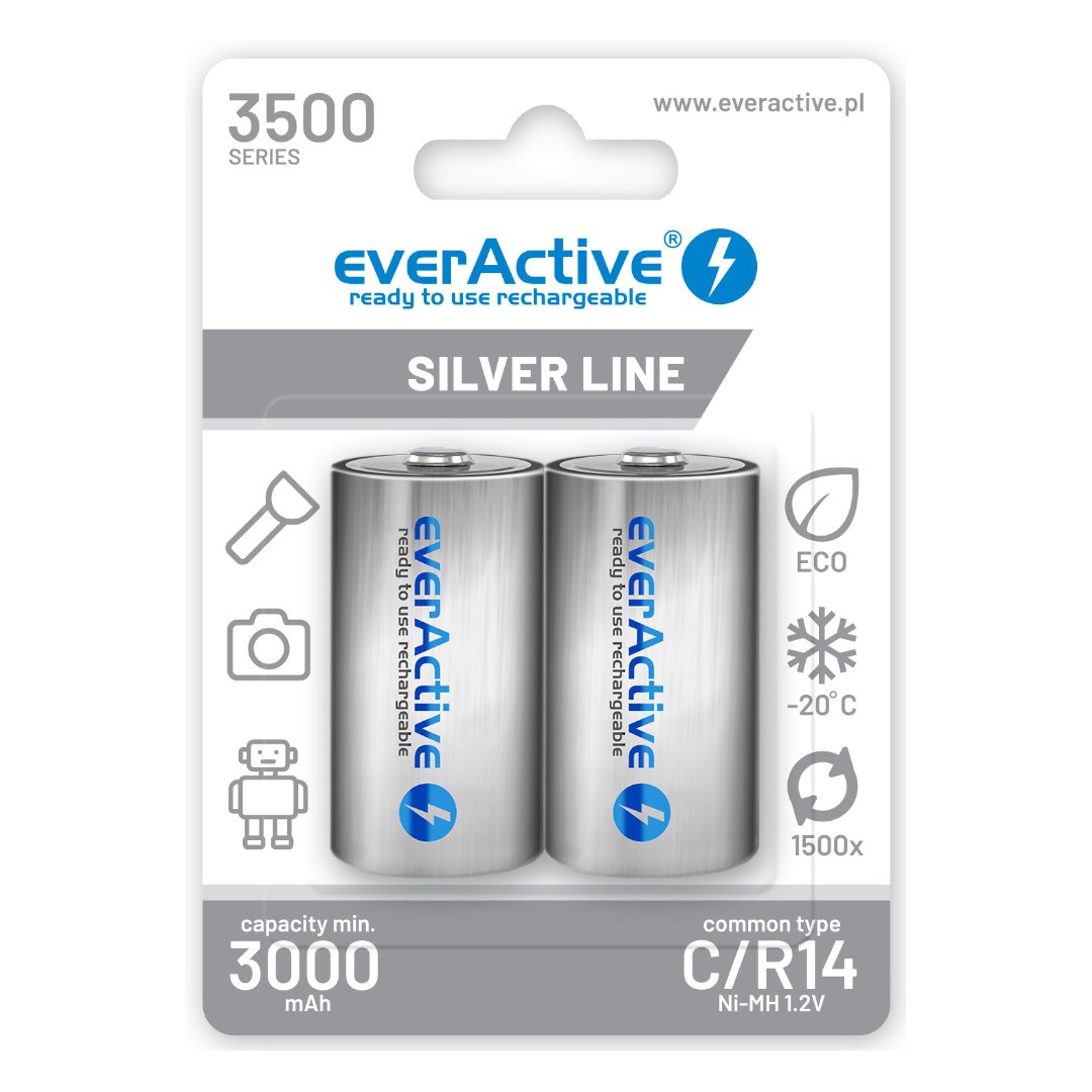 Punjive baterije everActive R14/C (Ni-MH, 3500 mAh, spremne za upotrebu)-0