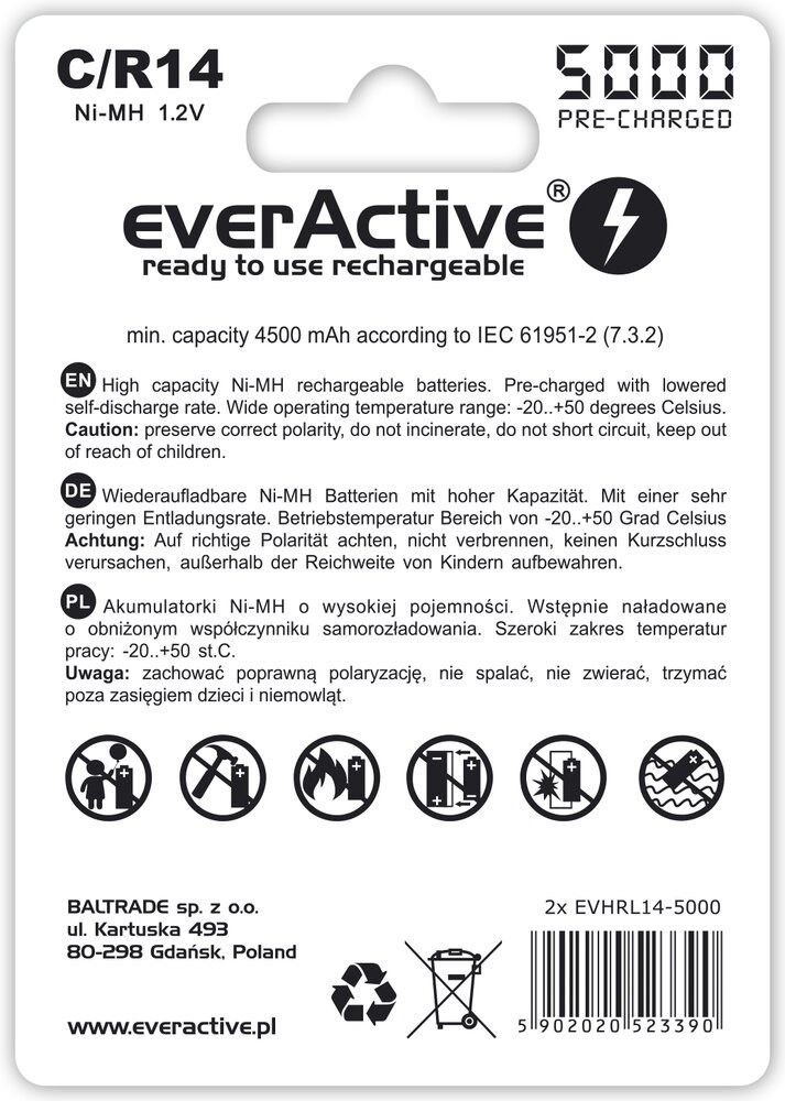 Punjive baterije EVERACTIVE Ni-MH R14 C Professional Line (5000 mAh)-1