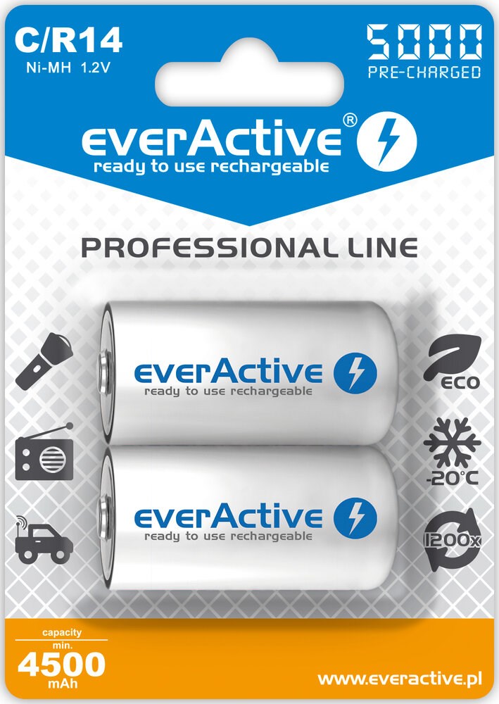 Punjive baterije EVERACTIVE Ni-MH R14 C Professional Line (5000 mAh)