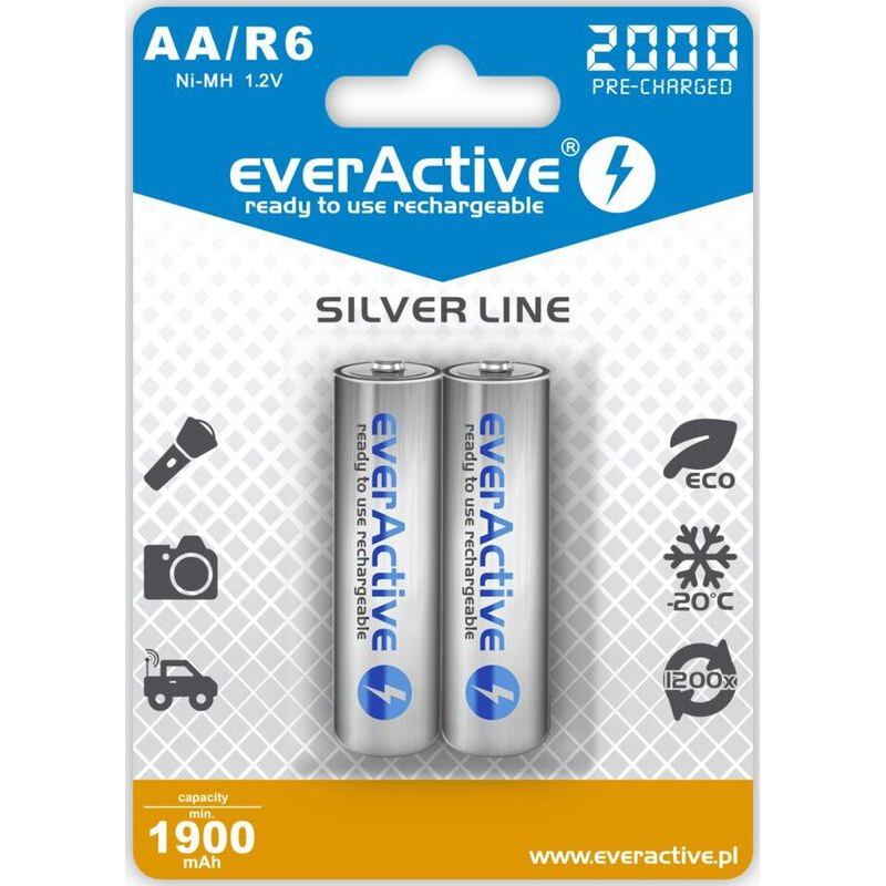 Punjive baterije everActive Ni-MH R6 AA 2000 mAh Silver Line - 2 komada-0