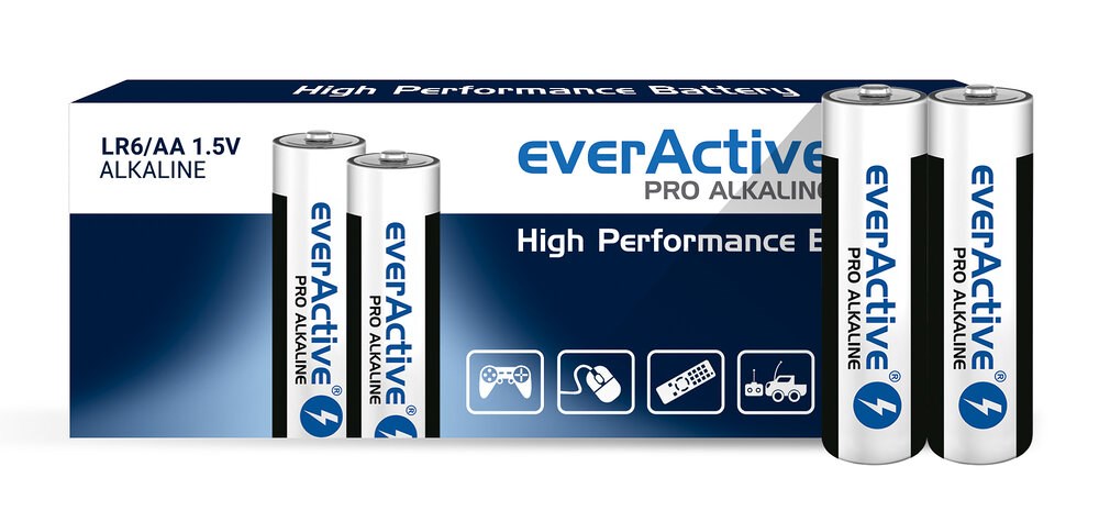 Alkalne baterije everActive Pro Alkaline LR6 AA - termoskupljajuće pakiranje - 10 komada-1