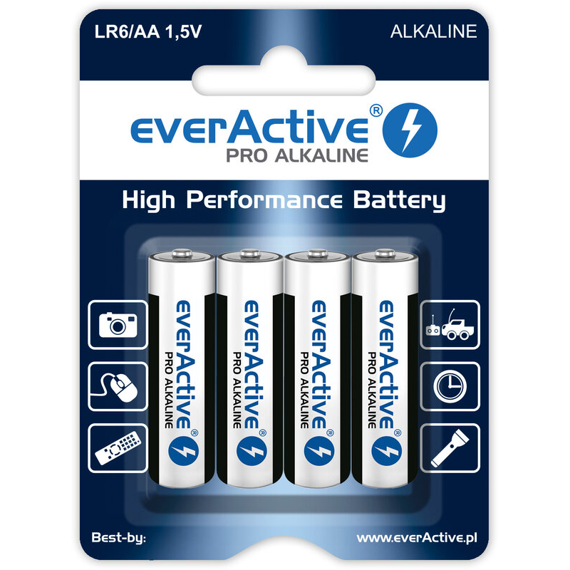 Alkalne baterije everActive Pro Alkaline LR6 AA - blister kartica - 4 komada