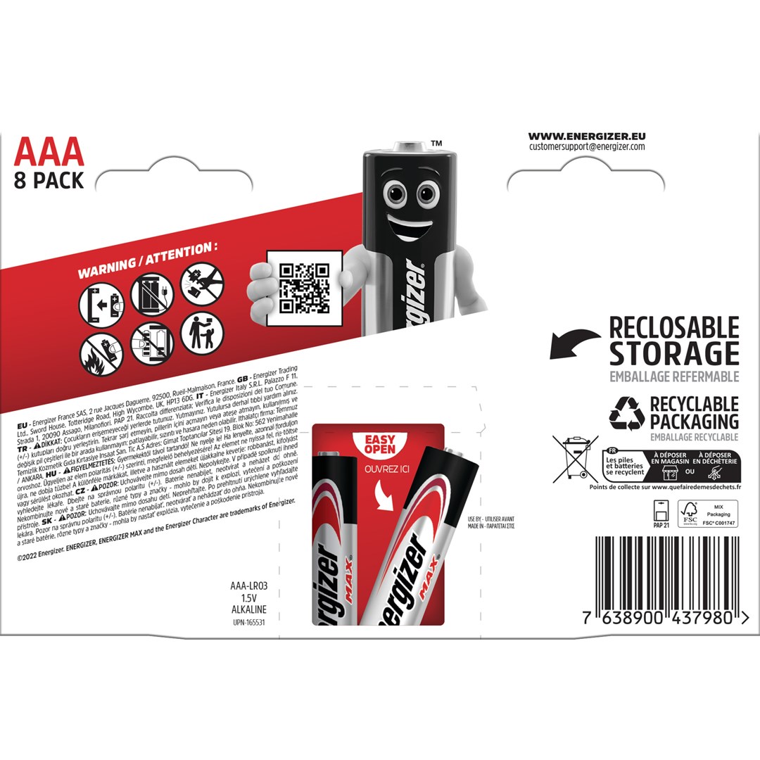 Baterije ENERGIZER MAX AAA LR03 (8 komada, eko)-0