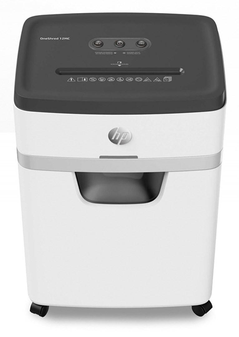 HP ONESHRED 12MC shredder, micro cut, P-5, 12 cards, 25l, light grey-1