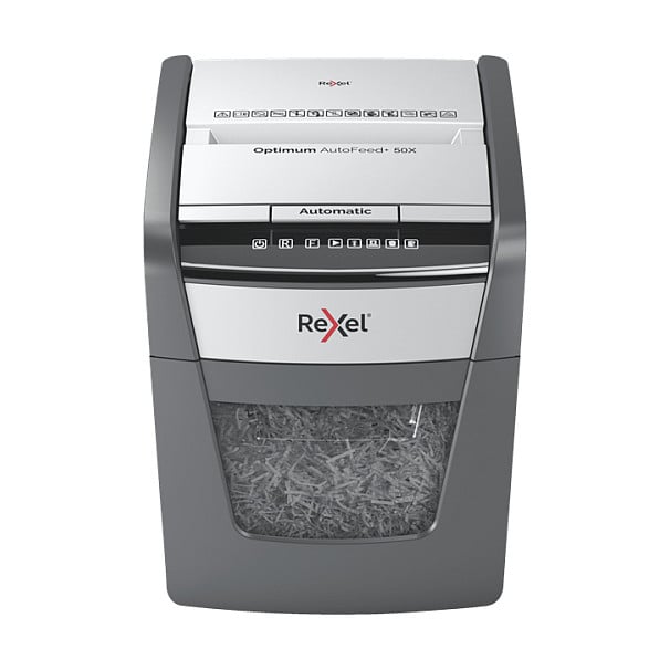Rezač papira REXEL Optimum AutoFeed+ 50X (križno rezanje, 55 dB, 22 cm) crna, siva