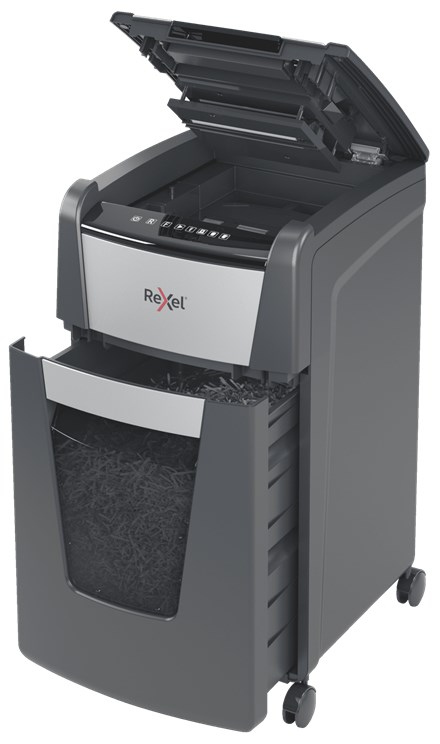 Uništavač papira REXEL Optimum AutoFeed+ 225X (križno rezanje, 55 dB, 23 cm) crno-sivi-3