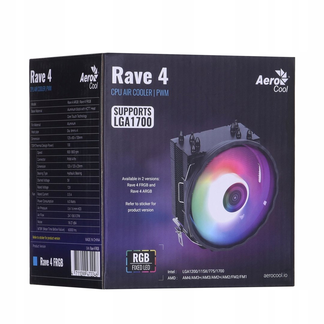 Ventilator AEROCOOL PGS Rave 4 FRGB PWM 4P-2