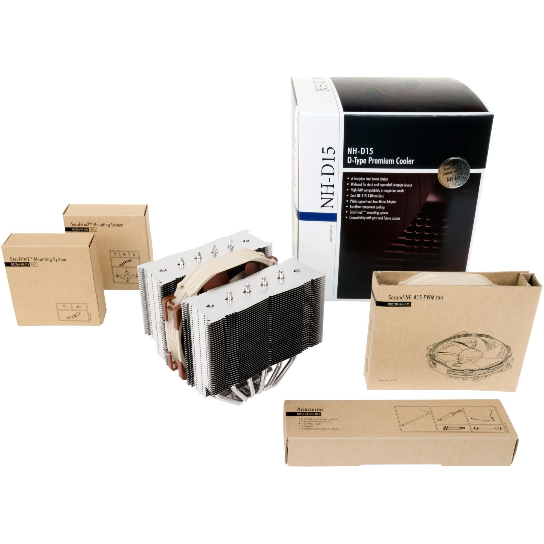 Hlađenje za procesor Noctua NH-D15 (14 cm, bež-smeđi)-1