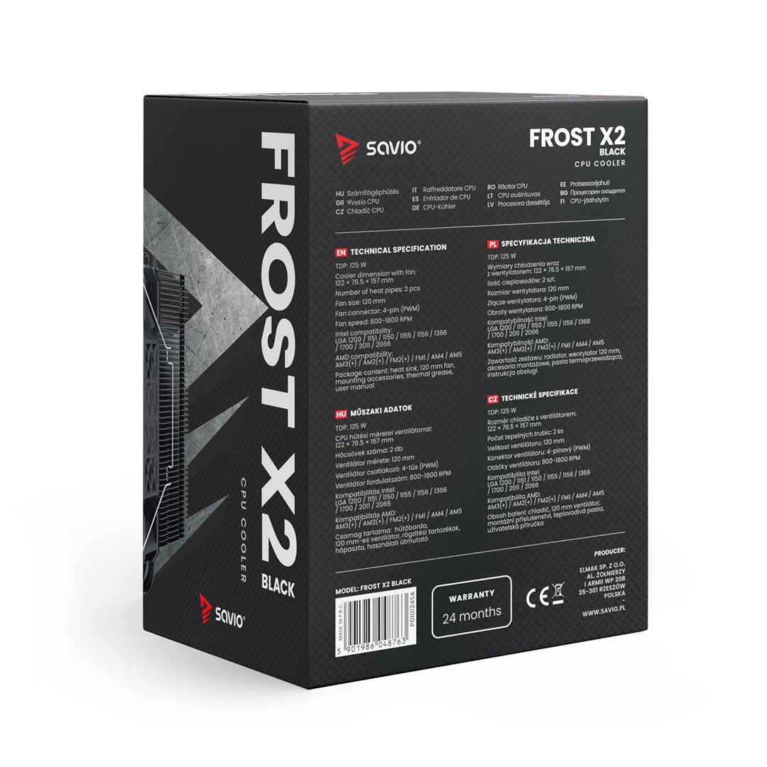 Hladnjak SAVIO SAVGCOFROSTBLACKX2 (12 cm, LGA 1151, LGA 1155, LGA 1156, LGA 1700, LGA 1200, LGA 1150, LGA 1366)-7
