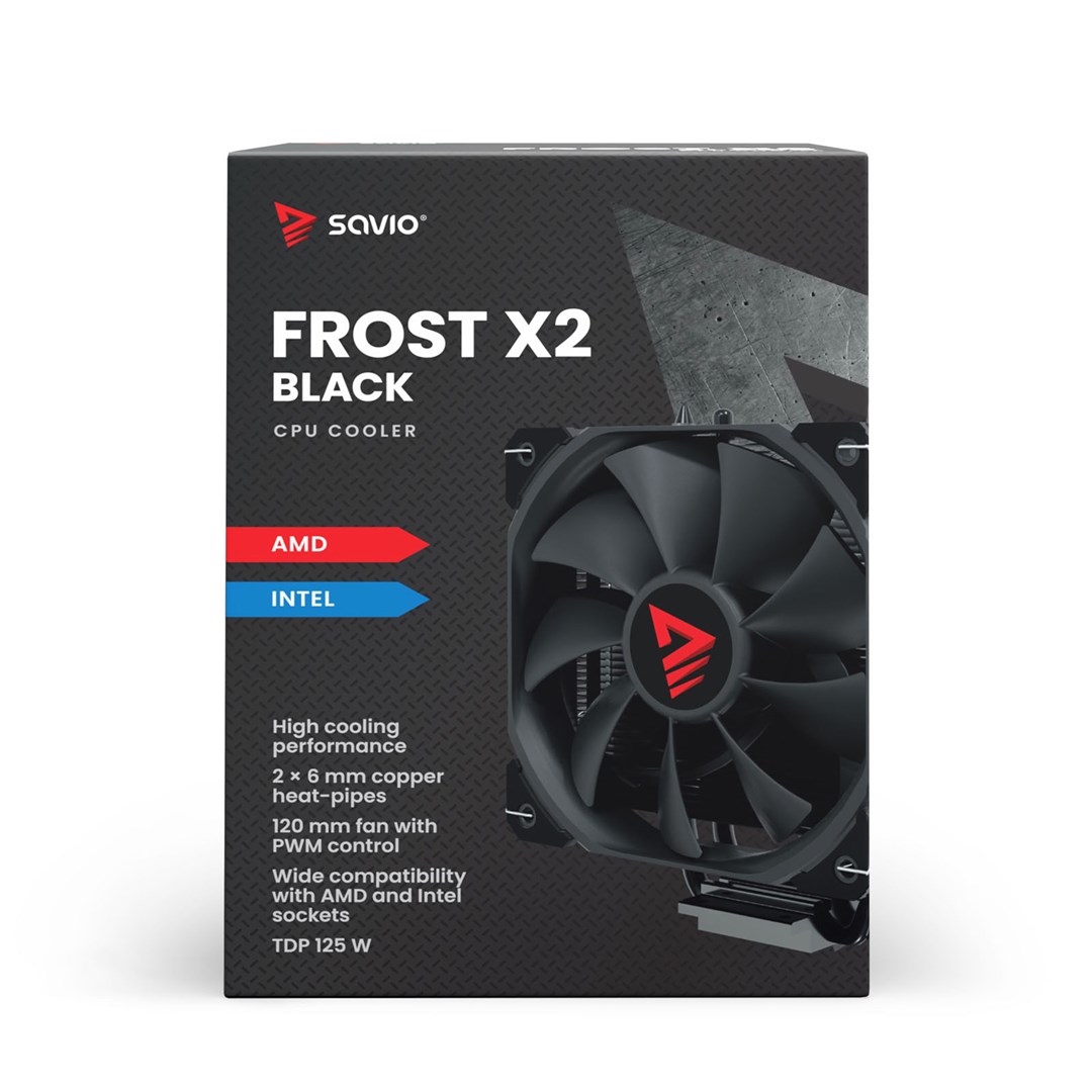 Hladnjak SAVIO SAVGCOFROSTBLACKX2 (12 cm, LGA 1151, LGA 1155, LGA 1156, LGA 1700, LGA 1200, LGA 1150, LGA 1366)-12