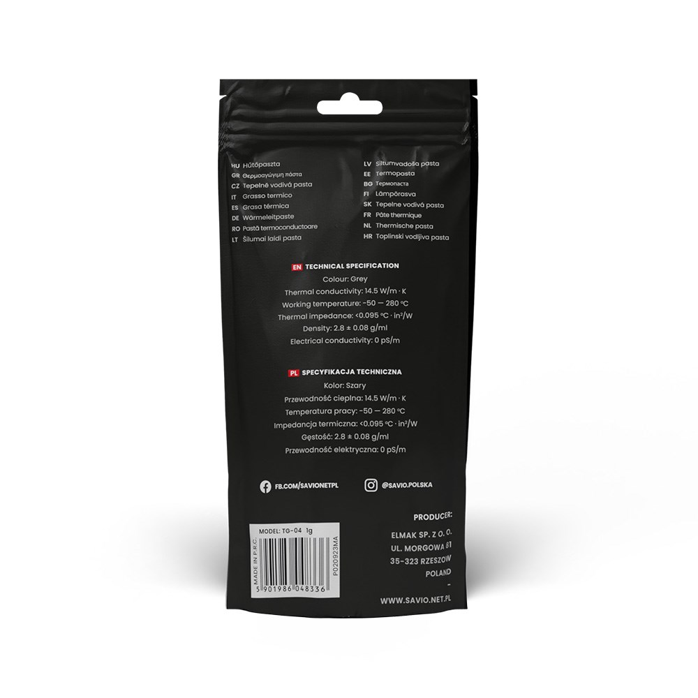 Savio TG-04 Thermal Insulating Paste 14.5 W/m-K, 2g-2