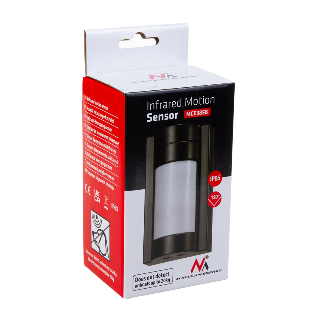 Maclean MCE385 PIR Motion Detector Range up to 12m Indoor Outdoor Dusk to Dawn Sensor 1200W IP65 Black-4