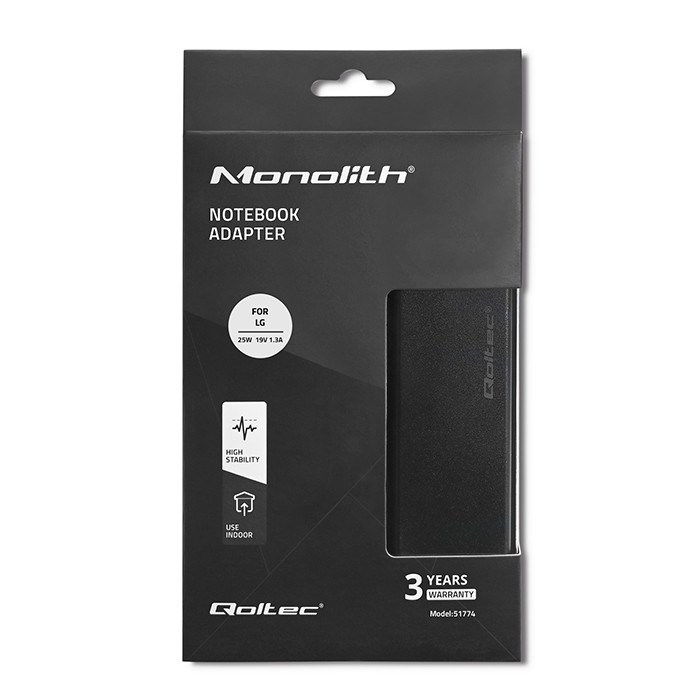 Adapter za napajanje QOLTEC 51774 (za LG monitor, 25W, 1.3A, 19V, 6.5 * 4.4, + kabel za napajanje)-6