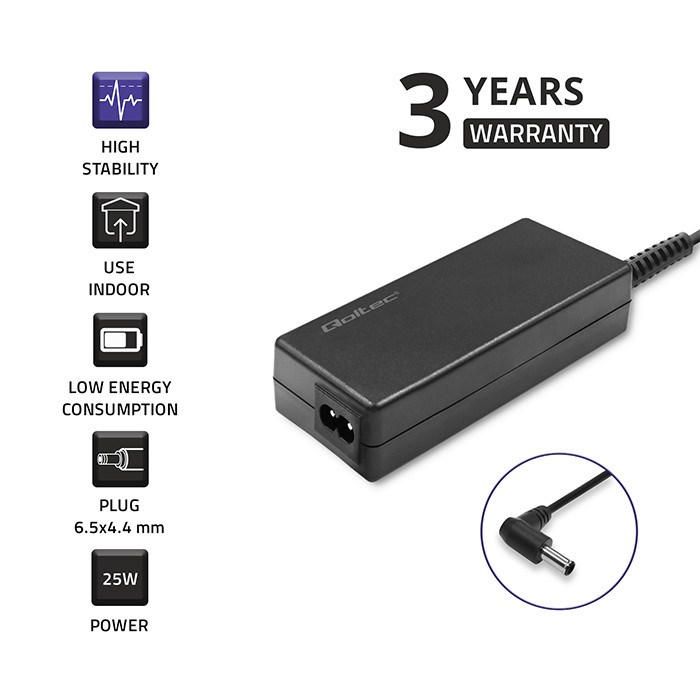 Adapter za napajanje QOLTEC 51774 (za LG monitor, 25W, 1.3A, 19V, 6.5 * 4.4, + kabel za napajanje)-2