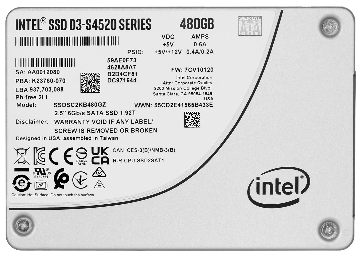 SSD Soligm (Intel) S4520 (480 GB, SATA, 2.5") SSDSCKBB480GZ01 (DWPD do 3)-0