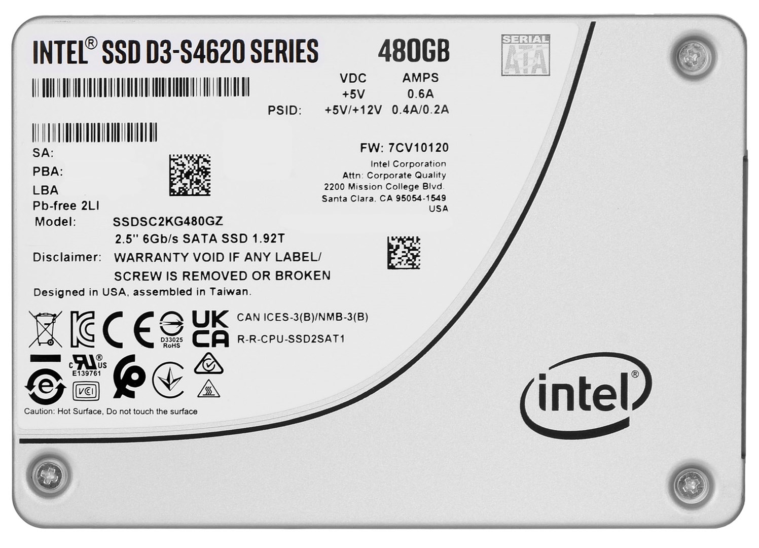 SSD Soligm (Intel) S4620 (480 GB, SATA, 2.5") SSDSC2KG480GZ01 (DWPD do 5)-0