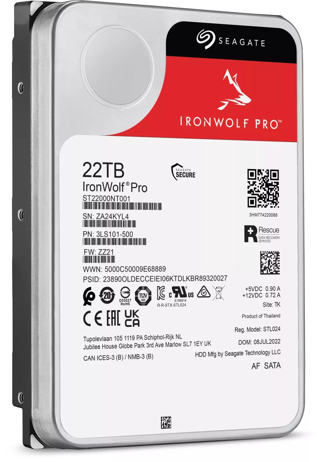Seagate IronWolf Pro ST22000NT001 internal hard drive 3.5" 22 TB Serial ATA III-7