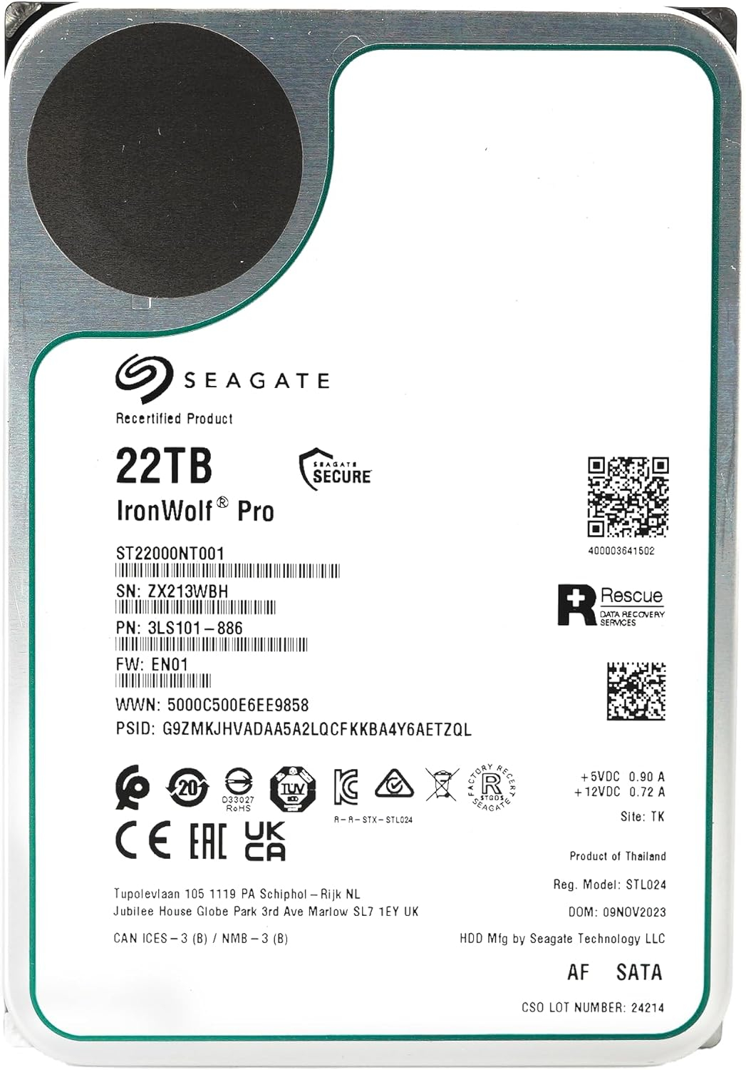 Seagate IronWolf Pro ST22000NT001 internal hard drive 3.5" 22 TB Serial ATA III-2