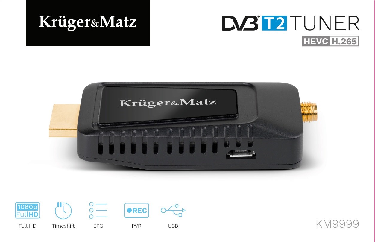 Mini tuner KRUGER & MATZ DVB-T2 H.265 HEVC KM9999
