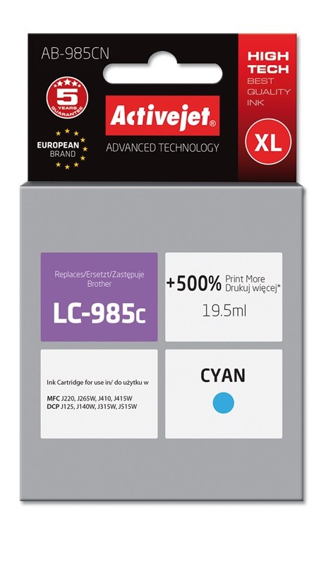 Tinta Activejet AB-985CN (zamjena za Brother LC985C, supreme, 19.5 ml) cijan