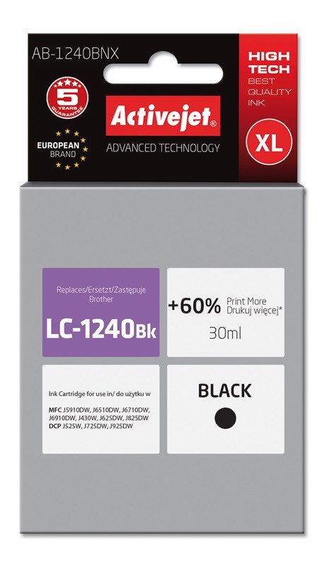Tinta ACTIVEJET AB-1240BNX ink (zamjena za Brother LC1220BK/LC1240BK, supreme, 30 ml) crna