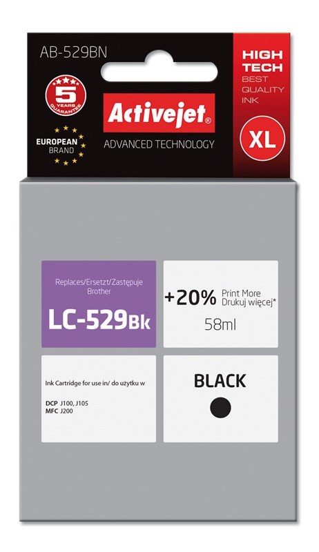 Tinta Activejet AB-529BN (zamjena za Brother LC529BK, supreme, 58 ml) crna-0