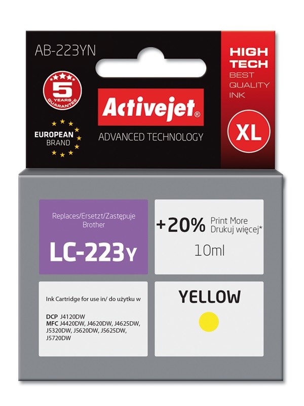 Tinta ACTIVEJET AB-223YN ink (zamjena za Brother LC223Y, supreme, 10 ml) žuta-0