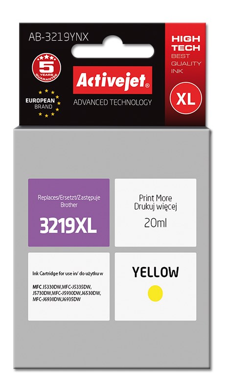Tinta ACTIVEJET AB-3219YNX ink (zamjena za Brother LC3219YXL, supreme, 20 ml) žuta-0