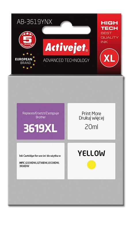 Tinta Activejet AB-3619YNX (zamjena za Brother LC3619YXL, supreme, 20 ml) žuta-0