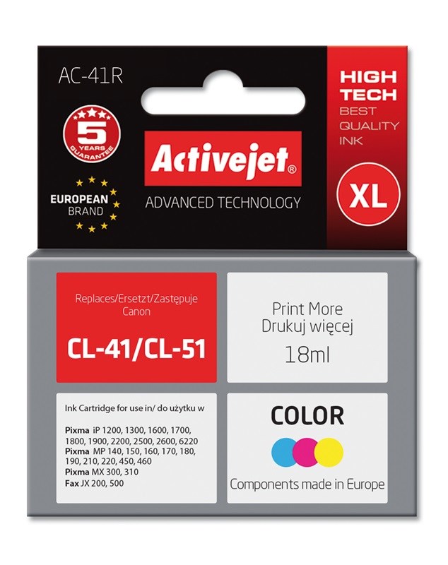 Tinta Activejet AC-41R (zamjena za Canon CL-41/CL-51, premium, 18 ml) boja