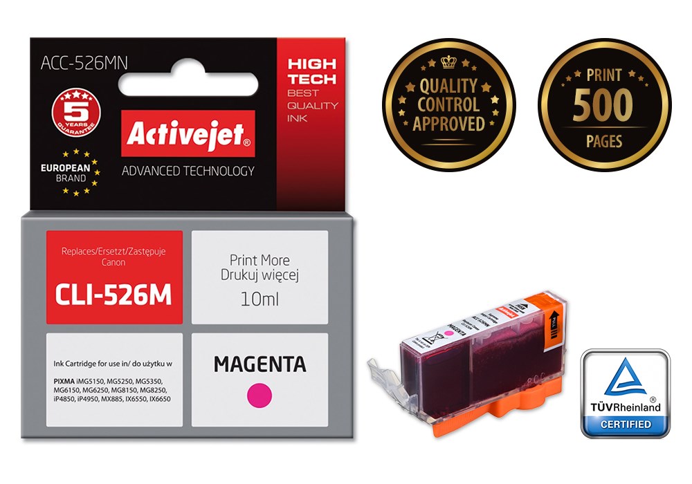 Tinta ACTIVEJET ACC-526MN za Canon printer (zamjena za Canon CLI-526M, supreme, 10 ml) magenta-1