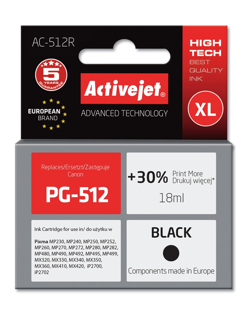 Tinta Activejet AC-512R (zamjena za Canon PG-512, premium, 18 ml) crna-0
