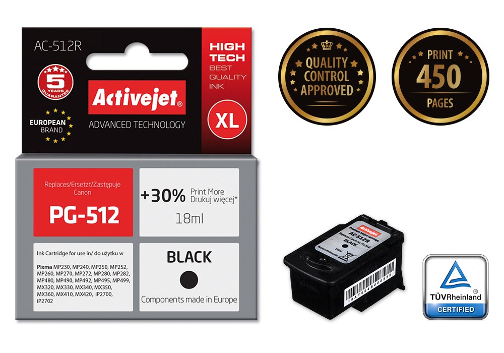 Tinta Activejet AC-512R (zamjena za Canon PG-512, premium, 18 ml) crna-1