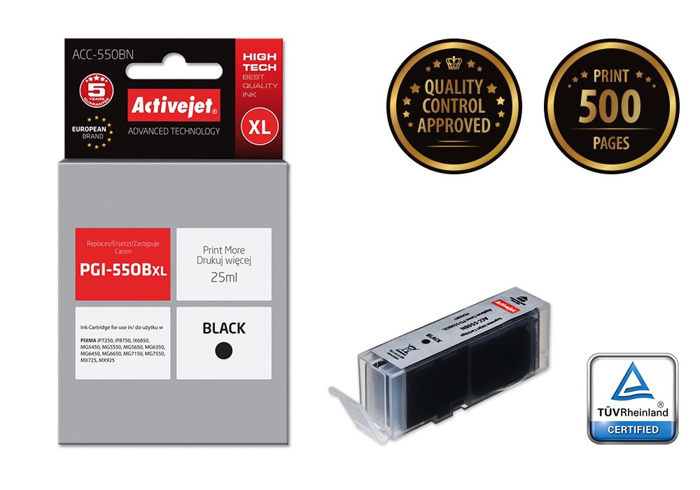 Tinta ACTIVEJET ACC-550BN (zamjena za Canon PGI-550BK, supreme, 25 ml) crna-1