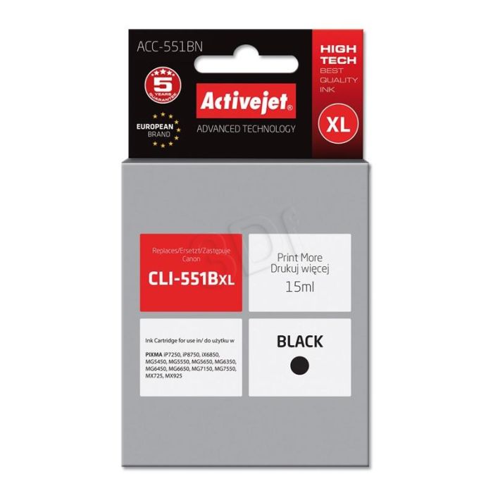 Tinta ACTIVEJET ACC-551BN (zamjena za Canon CLI-551BK, supreme, 15 ml) crna-0