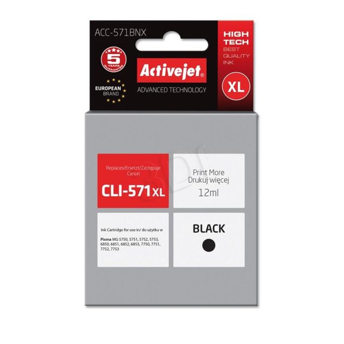 Tinta ACTIVEJET ACC-571BNX za Canon printer (zamjena za Canon CLI-571BK XL, supreme, 12 ml) crna-0
