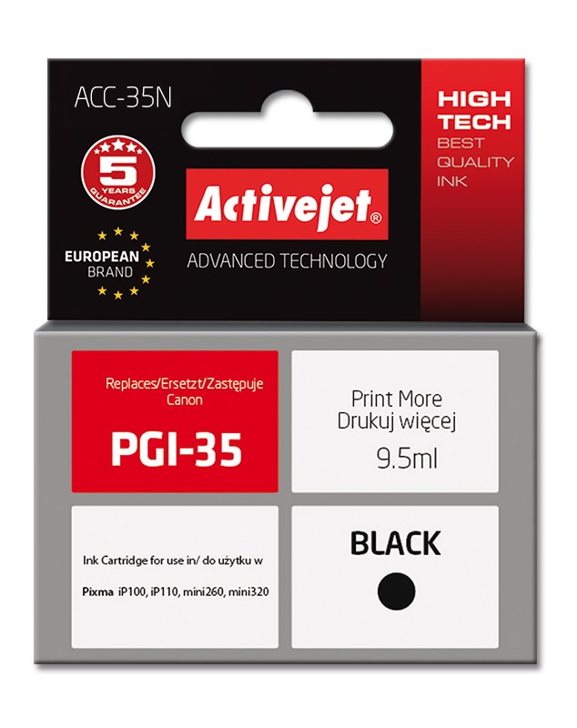 Tinta Activejet ACC-35N za Canon printer (zamjena za Canon PGI-35, supreme, 9.5 ml) crna