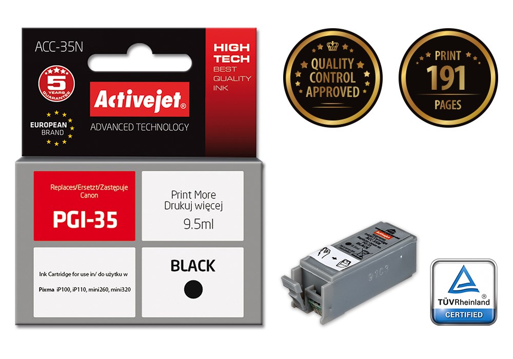 Tinta Activejet ACC-35N za Canon printer (zamjena za Canon PGI-35, supreme, 9.5 ml) crna-1