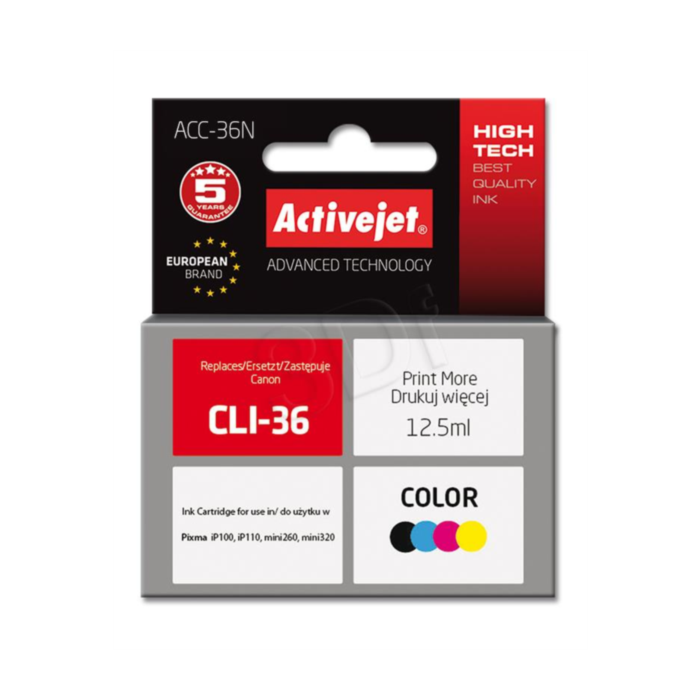 Tinta Activejet ACC-36N za Canon printer (zamjena za Canon PGI-36, supreme, 12.5 ml) boja