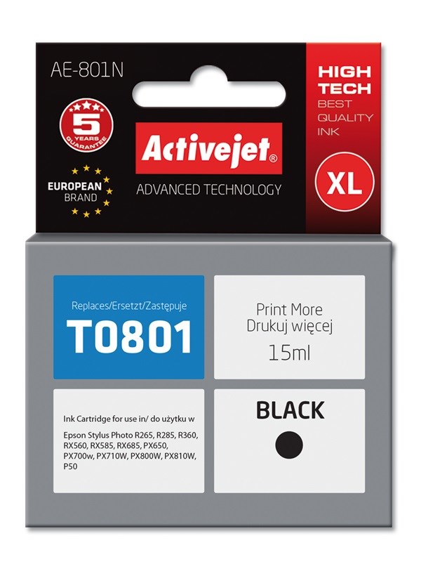 Tinta ACTIVEJET AE-801N (zamjena za Epson T0801, supreme, 15 ml) crna-0