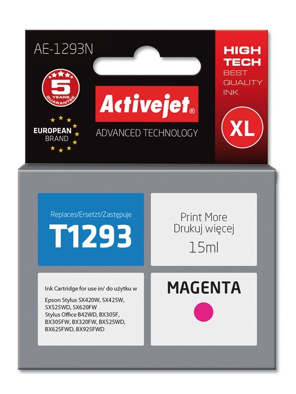 Tinta ACTIVEJET AE-1293N za Epson printer (zamjena za Epson T1293, supreme, 15 ml) magenta-0